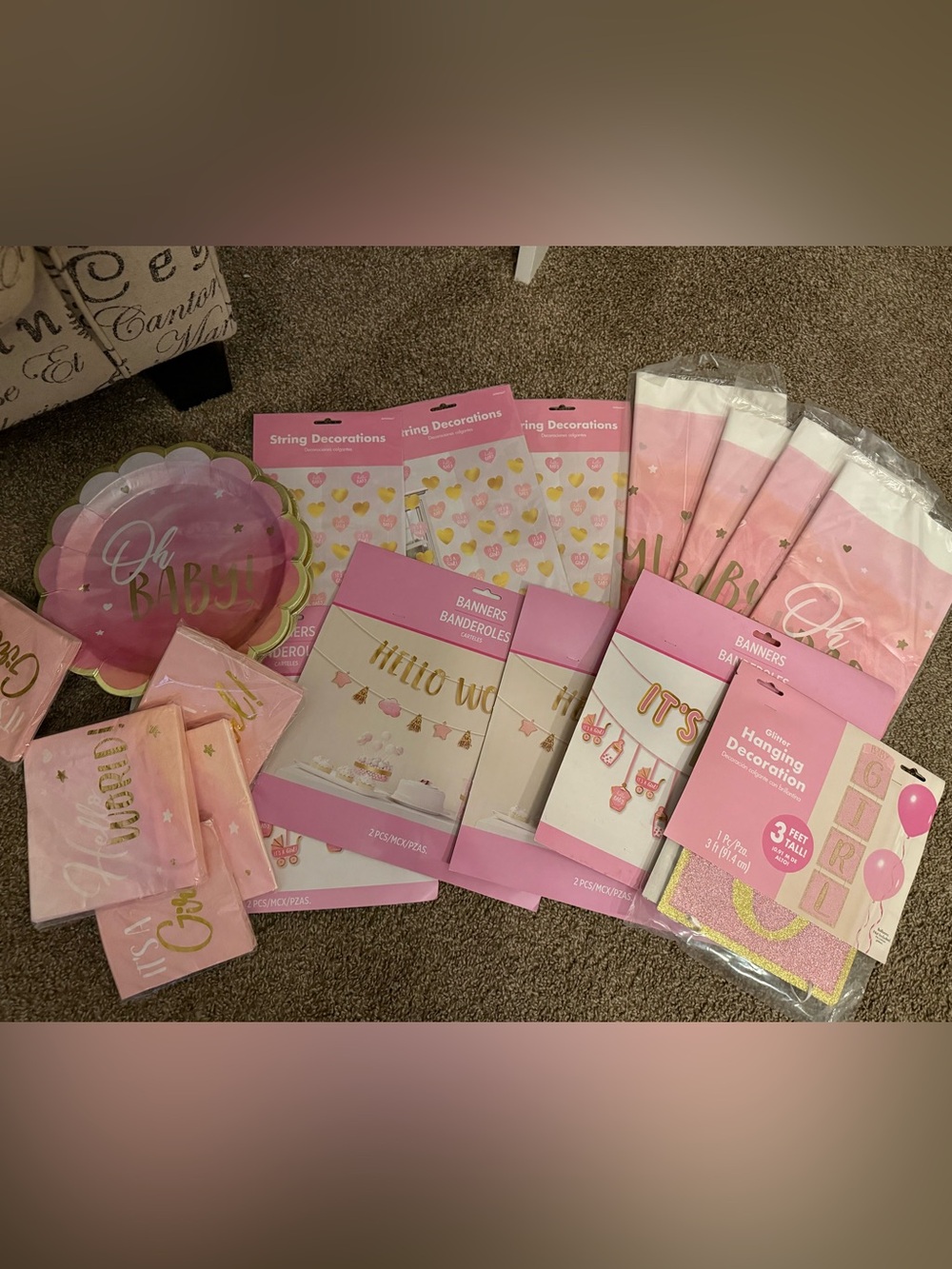 Pink 'Oh Baby' Baby Shower Decorations Party Kit - Unbranded
